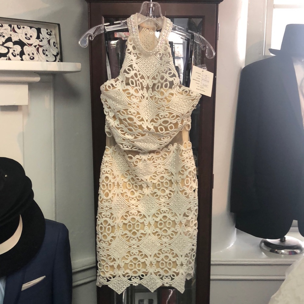 Homecoming Dress cut outs with tan lining